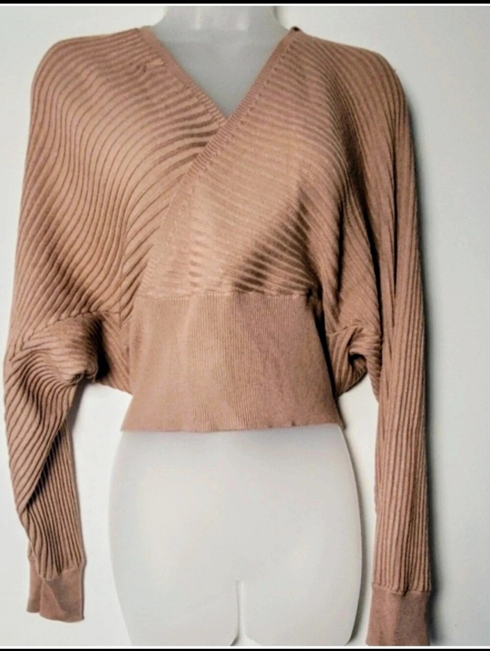 V-Neck Ribbed  Backless Sweater Size Large